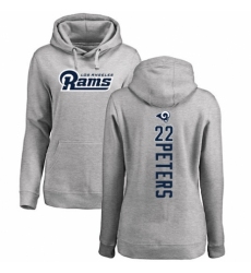 NFL Women's Nike Los Angeles Rams #22 Marcus Peters Ash Backer Pullover Hoodie