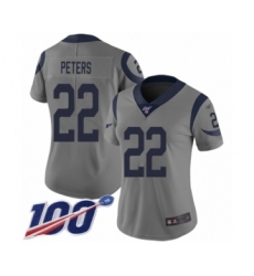 Women's Los Angeles Rams #22 Marcus Peters Limited Gray Inverted Legend 100th Season Football Jersey