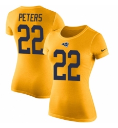 Women's Nike Los Angeles Rams #22 Marcus Peters Gold Rush Pride Name & Number T-Shirt