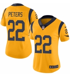 Women's Nike Los Angeles Rams #22 Marcus Peters Limited Gold Rush Vapor Untouchable NFL Jersey