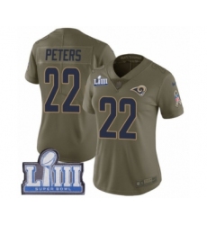 Women's Nike Los Angeles Rams #22 Marcus Peters Limited Olive 2017 Salute to Service Super Bowl LIII Bound NFL Jersey