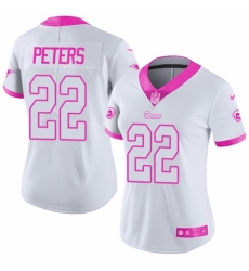 Women's Nike Los Angeles Rams #22 Marcus Peters Limited White/Pink Rush Fashion NFL Jersey