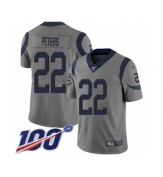 Youth Los Angeles Rams #22 Marcus Peters Limited Gray Inverted Legend 100th Season Football Jersey