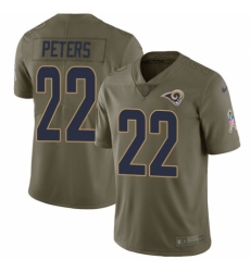 Youth Nike Los Angeles Rams #22 Marcus Peters Limited Olive 2017 Salute to Service NFL Jersey