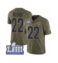 Youth Nike Los Angeles Rams #22 Marcus Peters Limited Olive 2017 Salute to Service Super Bowl LIII Bound NFL Jersey