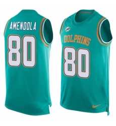 Men's Nike Miami Dolphins #80 Danny Amendola Limited Aqua Green Player Name & Number Tank Top NFL Jersey