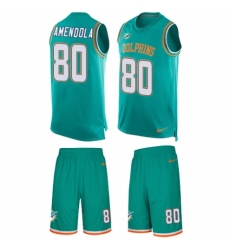 Men's Nike Miami Dolphins #80 Danny Amendola Limited Aqua Green Tank Top Suit NFL Jersey