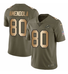 Men's Nike Miami Dolphins #80 Danny Amendola Limited Olive/Gold 2017 Salute to Service NFL Jersey