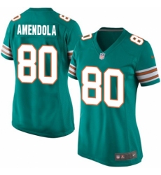 Women's Nike Miami Dolphins #80 Danny Amendola Game Aqua Green Alternate NFL Jersey