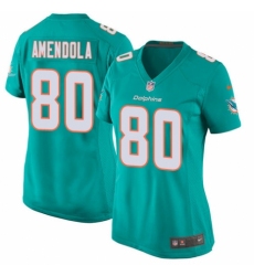 Women's Nike Miami Dolphins #80 Danny Amendola Game Aqua Green Team Color NFL Jersey