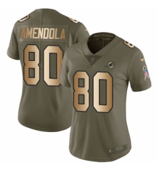 Women's Nike Miami Dolphins #80 Danny Amendola Limited Olive/Gold 2017 Salute to Service NFL Jersey