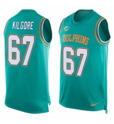 Men's Nike Miami Dolphins #67 Daniel Kilgore Limited Aqua Green Player Name & Number Tank Top NFL Jersey