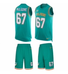 Men's Nike Miami Dolphins #67 Daniel Kilgore Limited Aqua Green Tank Top Suit NFL Jersey