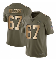Men's Nike Miami Dolphins #67 Daniel Kilgore Limited Olive/Gold 2017 Salute to Service NFL Jersey