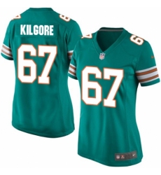 Women's Nike Miami Dolphins #67 Daniel Kilgore Game Aqua Green Alternate NFL Jersey