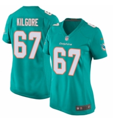 Women's Nike Miami Dolphins #67 Daniel Kilgore Game Aqua Green Team Color NFL Jersey