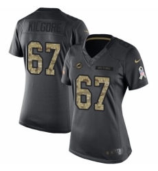 Women's Nike Miami Dolphins #67 Daniel Kilgore Limited Black 2016 Salute to Service NFL Jersey
