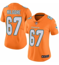 Women's Nike Miami Dolphins #67 Daniel Kilgore Limited Orange Rush Vapor Untouchable NFL Jersey