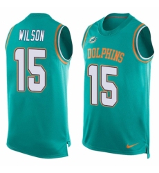 Men's Nike Miami Dolphins #15 Albert Wilson Limited Aqua Green Player Name & Number Tank Top NFL Jersey