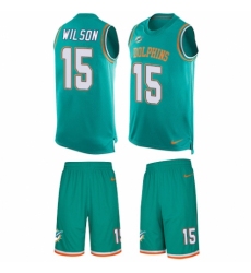 Men's Nike Miami Dolphins #15 Albert Wilson Limited Aqua Green Tank Top Suit NFL Jersey
