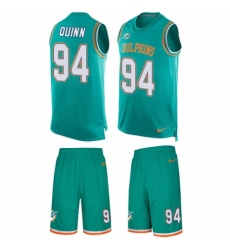 Men's Nike Miami Dolphins #94 Robert Quinn Limited Aqua Green Tank Top Suit NFL Jersey