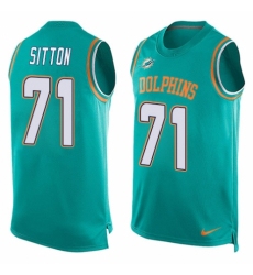 Men's Nike Miami Dolphins #71 Josh Sitton Limited Aqua Green Player Name & Number Tank Top NFL Jersey