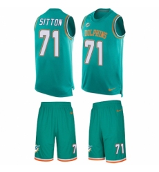 Men's Nike Miami Dolphins #71 Josh Sitton Limited Aqua Green Tank Top Suit NFL Jersey