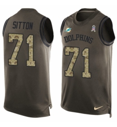 Men's Nike Miami Dolphins #71 Josh Sitton Limited Green Salute to Service Tank Top NFL Jersey
