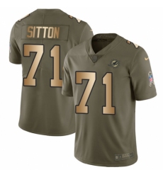 Men's Nike Miami Dolphins #71 Josh Sitton Limited Olive/Gold 2017 Salute to Service NFL Jersey
