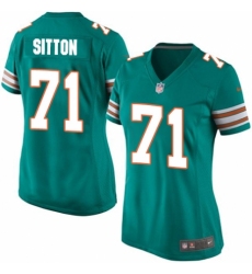 Women's Nike Miami Dolphins #71 Josh Sitton Game Aqua Green Alternate NFL Jersey