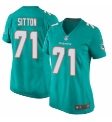 Women's Nike Miami Dolphins #71 Josh Sitton Game Aqua Green Team Color NFL Jersey