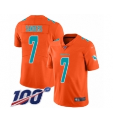 Men's Miami Dolphins #7 Jason Sanders Limited Orange Inverted Legend 100th Season Football Jersey
