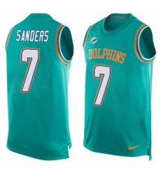 Men's Nike Miami Dolphins #7 Jason Sanders Limited Aqua Green Player Name & Number Tank Top NFL Jersey