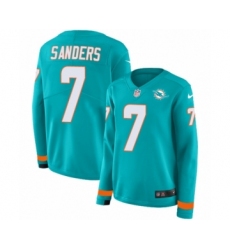 Women's Nike Miami Dolphins #7 Jason Sanders Limited Aqua Therma Long Sleeve NFL Jersey