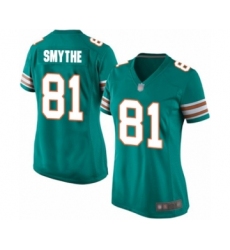Women's Miami Dolphins #81 Durham Smythe Game Aqua Green Alternate Football Jersey