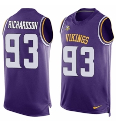 Men's Nike Minnesota Vikings #93 Sheldon Richardson Limited Purple Player Name & Number Tank Top NFL Jersey