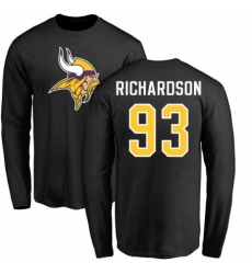NFL Nike Minnesota Vikings #93 Sheldon Richardson Black Name & Number Logo Long Sleeve T-Shirt