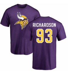 NFL Nike Minnesota Vikings #93 Sheldon Richardson Purple Name & Number Logo T-Shirt
