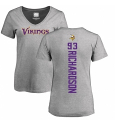 NFL Women's Nike Minnesota Vikings #93 Sheldon Richardson Ash Backer V-Neck T-Shirt