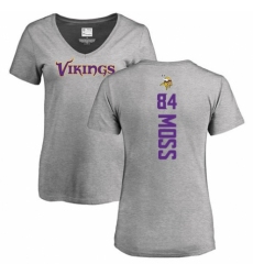 NFL Women's Nike Minnesota Vikings #84 Randy Moss Ash Backer V-Neck T-Shirt