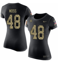 NFL Women's Nike Minnesota Vikings #84 Randy Moss Black Camo Salute to Service T-Shirt