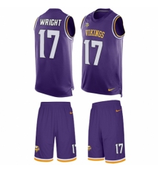 Men's Nike Minnesota Vikings #17 Kendall Wright Limited Purple Tank Top Suit NFL Jersey