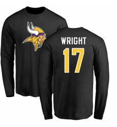 NFL Nike Minnesota Vikings #17 Kendall Wright Black Name & Number Logo Long Sleeve T-Shirt