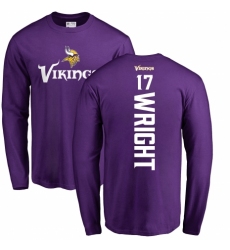 NFL Nike Minnesota Vikings #17 Kendall Wright Purple Backer Long Sleeve T-Shirt