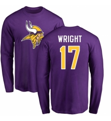 NFL Nike Minnesota Vikings #17 Kendall Wright Purple Name & Number Logo Long Sleeve T-Shirt