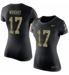 NFL Women's Nike Minnesota Vikings #17 Kendall Wright Black Camo Salute to Service T-Shirt