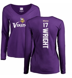 NFL Women's Nike Minnesota Vikings #17 Kendall Wright Purple Backer Slim Fit Long Sleeve T-Shirt