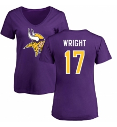 NFL Women's Nike Minnesota Vikings #17 Kendall Wright Purple Name & Number Logo Slim Fit T-Shirt