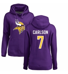 NFL Women's Nike Minnesota Vikings #7 Daniel Carlson Purple Name & Number Logo Pullover Hoodie