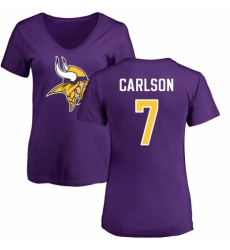 NFL Women's Nike Minnesota Vikings #7 Daniel Carlson Purple Name & Number Logo Slim Fit T-Shirt